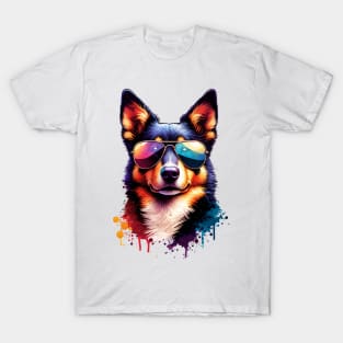 Watercolor Beauceron Wearing Sunglasses T-Shirt